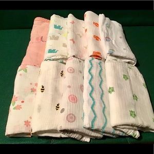 💖 Lot of 10 Cotton Muslin Swaddle Blankets